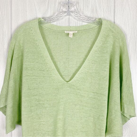 Eileen Fisher | 100% Organic Linen Knit V-Neck Top Size Medium - Picture 4 of 8
